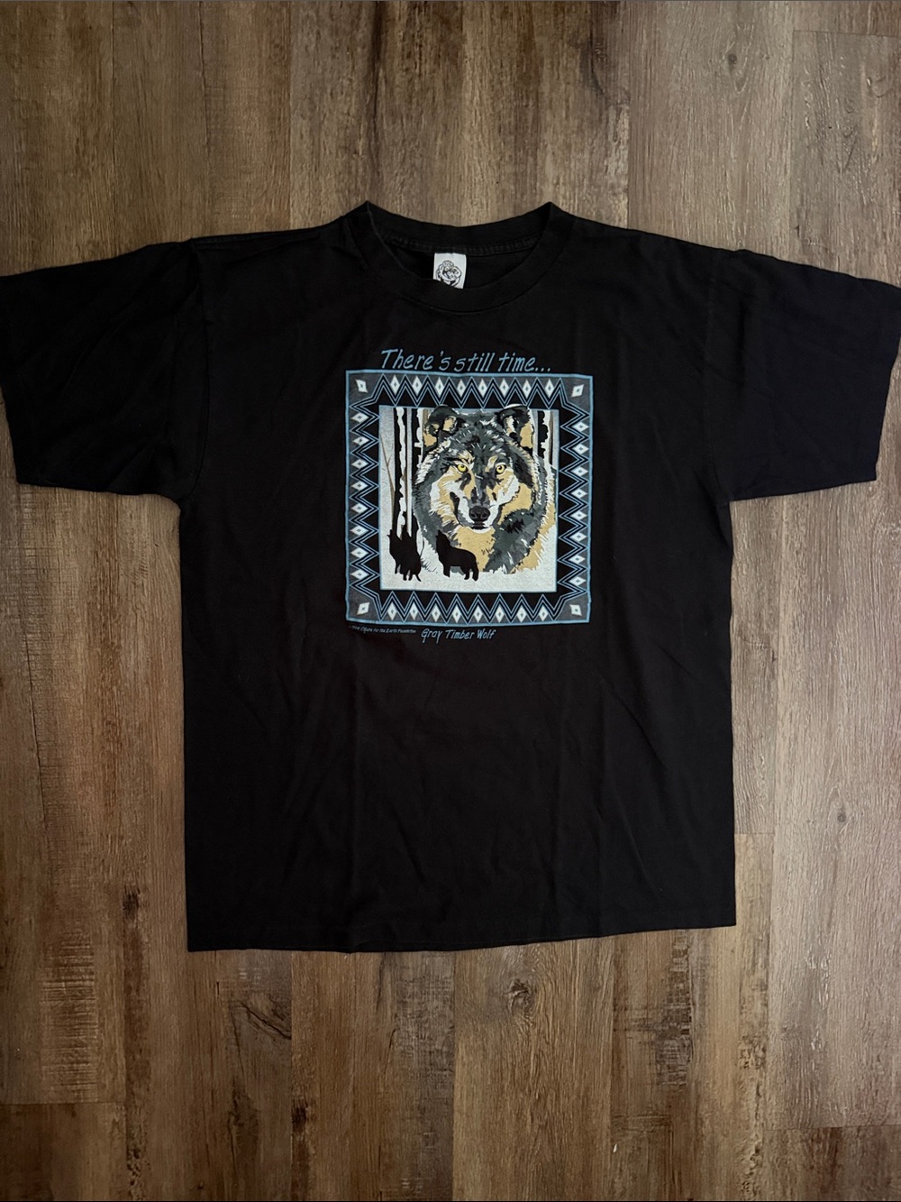 NWOT Vintage 1994 Men's Black Graphic Wolf Short-Sleeve Tee size XL